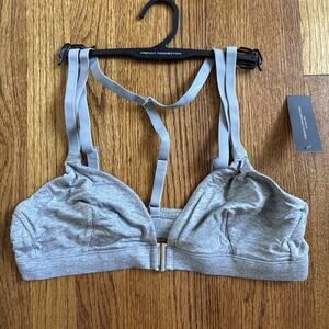 NWT French Connection T-Back Wireless, Front Open, Soft Cup Bralette, Gray XL C1